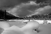 Surreal shapes in a snowy landscape